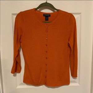 New York & Co. Orange Crew Neck Cardigan - Sz Med
